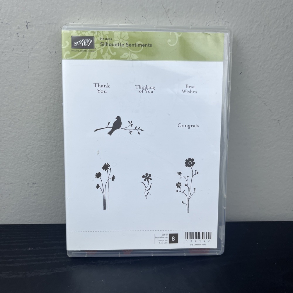 Stampin' Up! Silhouette Sentiments Hostess Rubber Stamp Set Used‎ Retired
